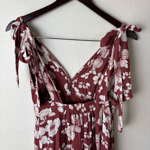 Abercrombie & Fitch Tie-Strap Red & White Floral Boho Dress Women’s Size XS - Picture 5 of 9